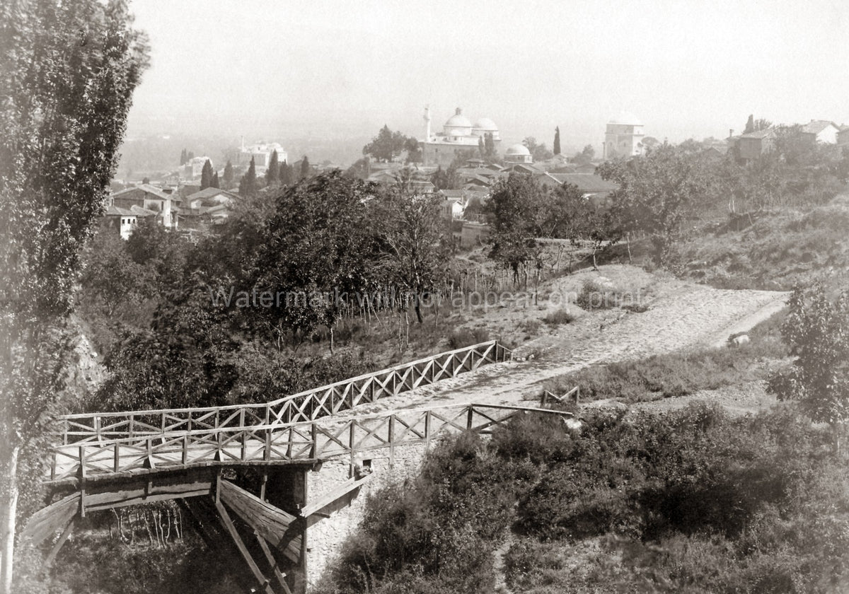 Yildirim Beyazit Mosque Istanbul Turkey Cityscape Bridge Vtg. Photo 19thC.