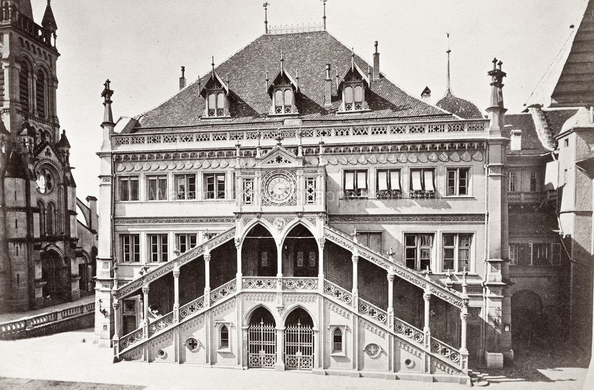Berne Switzerland Hotel de Ville Town Hall Gothic Facade Vtg. Photo 19thC.