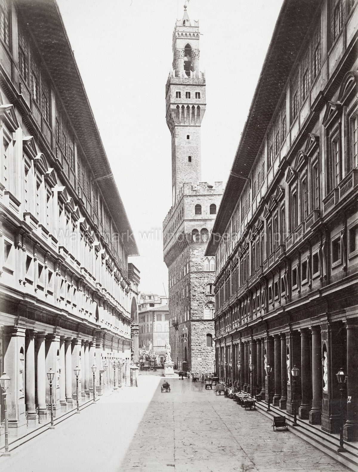 Florence Italy Palazzo Vecchio Tower Uffizi Gallery Street Vtg. Photo 19thC.
