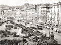 Genoa Italy Piazza Caricamento Portico Architecture Carts Vtg. Photo 19thC.