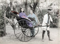 Japan Young Woman Rickshaw Geisha Kimono Transportation Vtg. Photo 19thC.