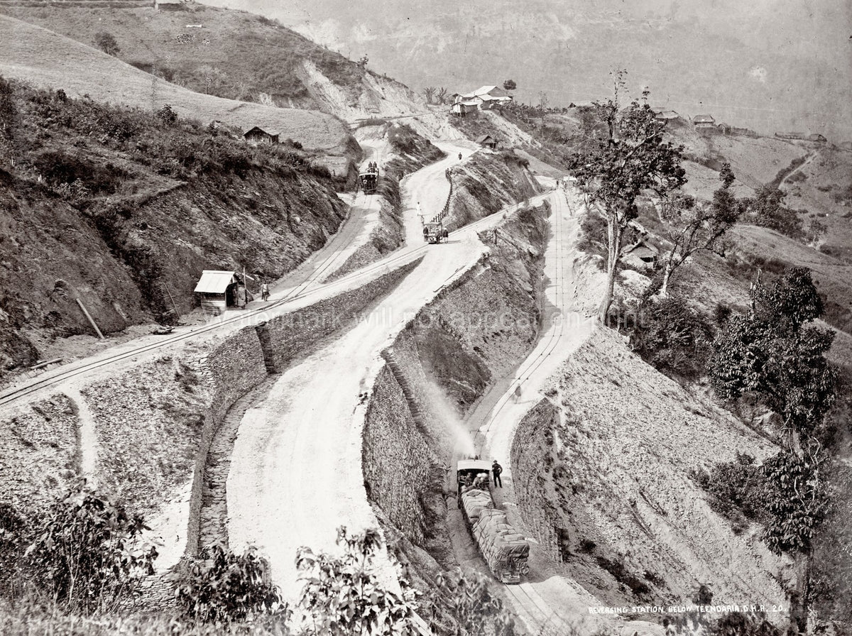 India Darjeeling Railway Reversing Station Mountain Zigzag Vtg. Photo 19thC.
