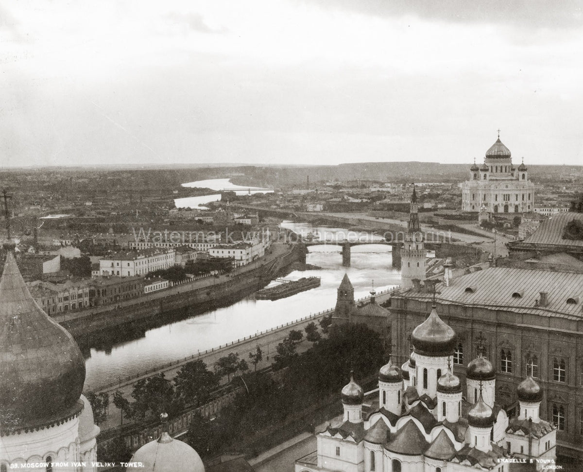 Moscow Russia View Ivan Great Bell Tower Kremlin River Vtg. Photo 20thC.