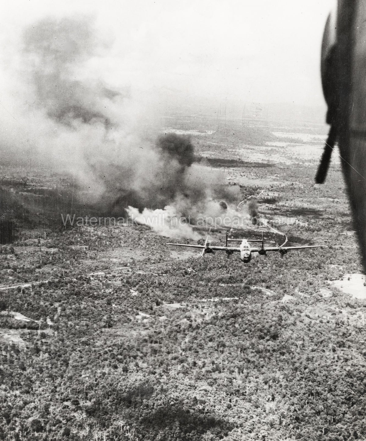RAF Liberator Bomber Na Nien Thailand WWII Aerial View Bombing Vtg. Photo WW2