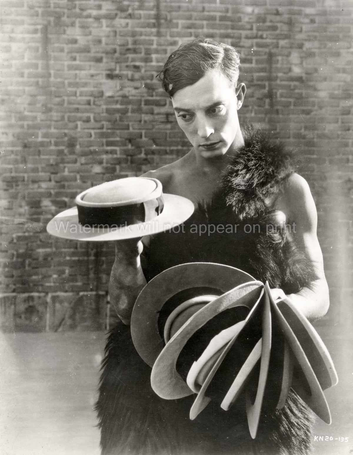 Buster Keaton 3 Ages Silent Film Actor Comedian Holding Vtg. Photo 19thC.
