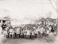Chinese School Children Group Portrait Teachers Courtyard Vtg. Photo 19thC.