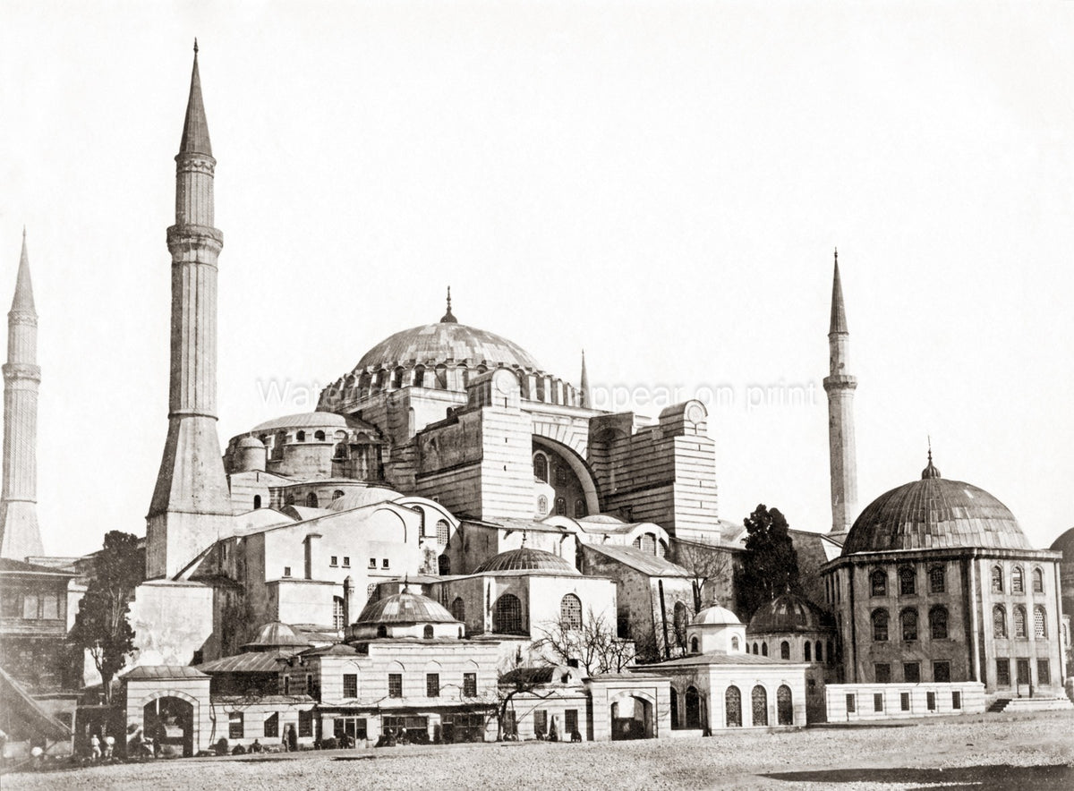 Hagia Sophia Constantinople Istanbul Turkey Mosque Dome Vtg. Photo 19thC.
