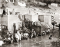 Benares India Washing Ganges River Ghats Hindu Rituals Vtg. Photo 19thC.