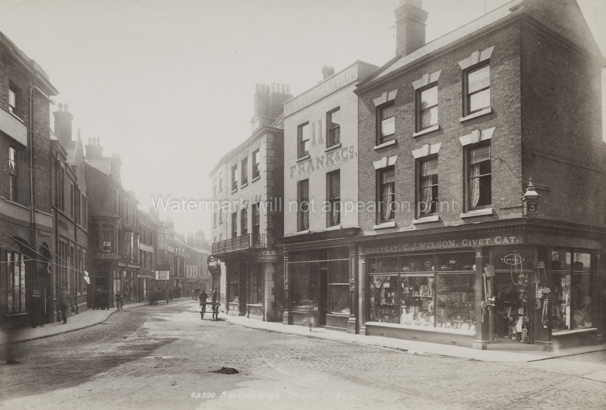 Boston Lincolnshire High Street Shops Storefronts Civet Cat Vtg. Photo 19thC.