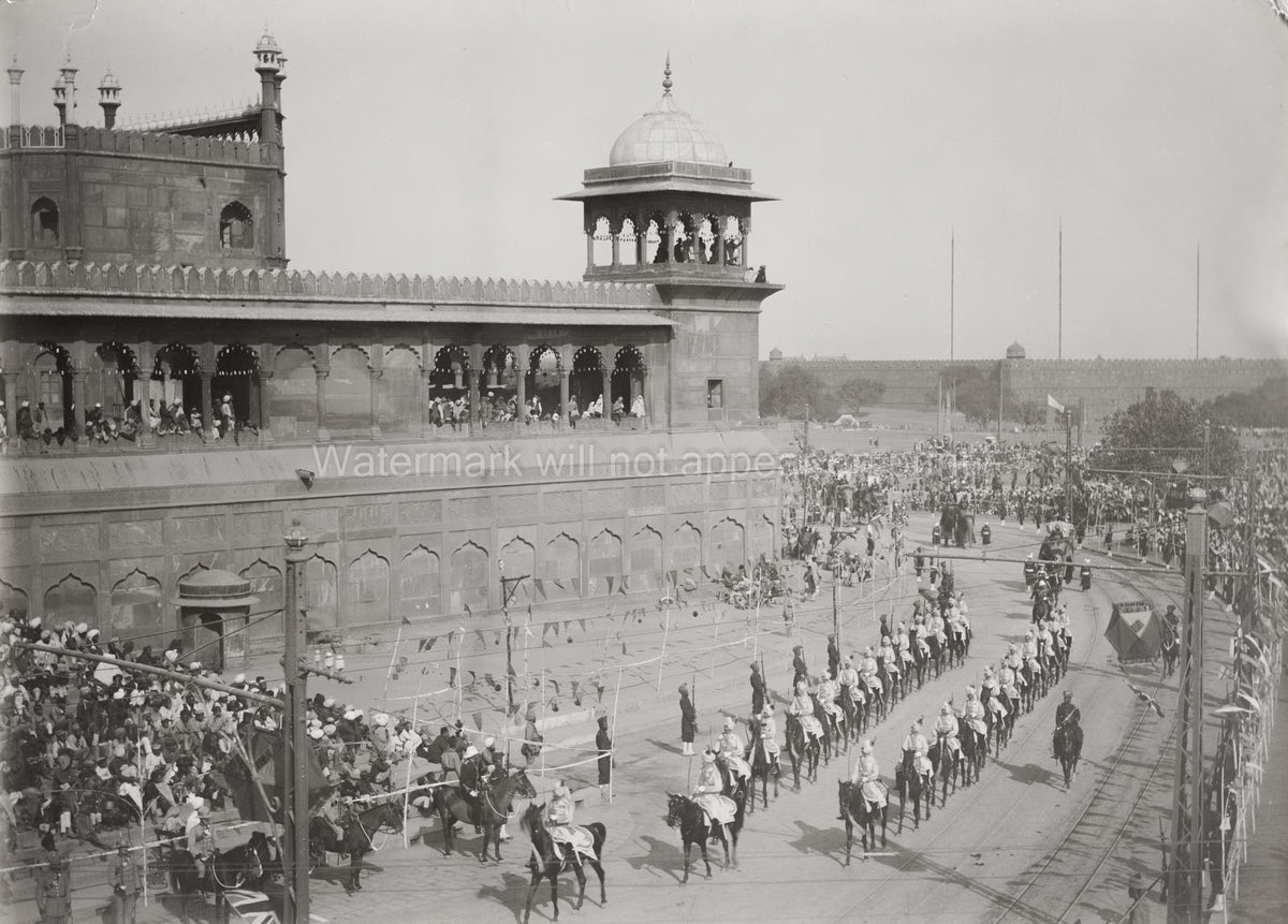 Delhi Durbar Indian Cavalry Procession Jama Masjid Parade Vtg. Photo 19thC.