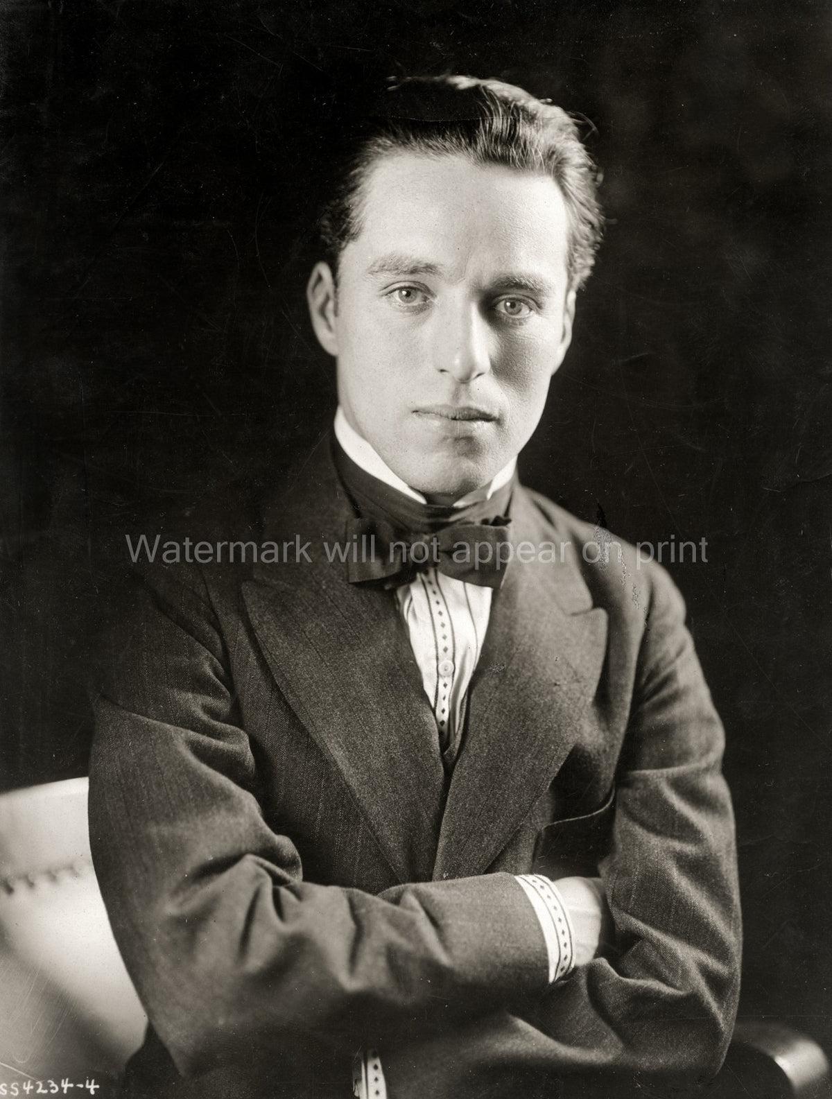 Film Actor Charlie Chaplin Portrait Handsome Young Man Suit Vtg. Photo 20thC.