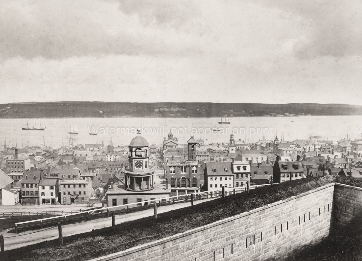 Halifax Nova Scotia Canada Citadel Hill View Town Clock Harbor Vtg. Photo 19thC.