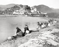 Ventimiglia Italy Washerwomen Washing Clothes Roya River Vtg. Photo 19thC.
