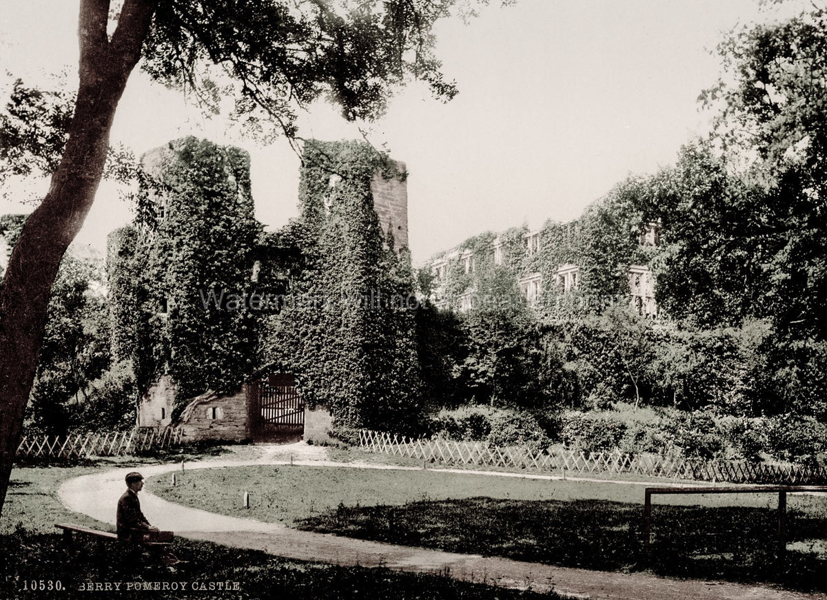 Berry Pomeroy Castle Totnes Devon Ruins Ivy Covered Gatehouse Vtg. Photo 19thC.