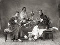 Chinese Men Smoking Opium Traditional Clothing Pipes China Vtg. Photo 19thC.