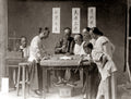 Chinese Men Gambling Game Calligraphy Queue Hairstyle China Vtg. Photo 19thC.