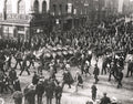 UK Labour Strike Police Escort Brewery Drays Protestors Crowd Vtg. Photo 20thC.