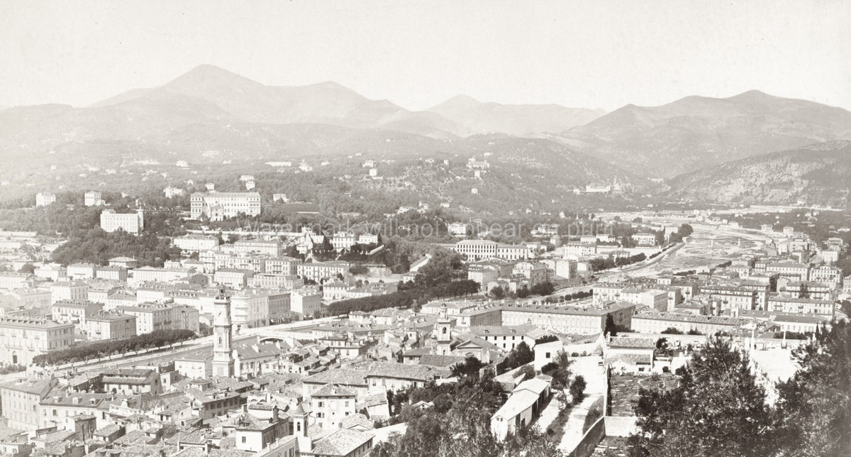 Nice France Inland City View Mountains Rooftops Vtg. Photo 19thC.