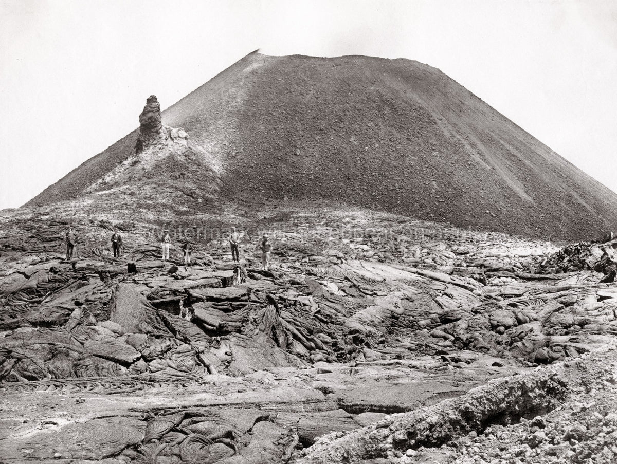 Mount Vesuvius Italy Volcano Lava Slopes Men Explorers Vtg. Photo 19thC.