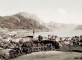 Gmunden Austria Town Lake Traunsee Mountains Scenic View Vtg. Photo 19thC.