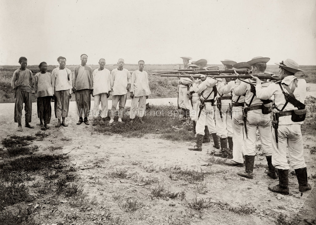 Weihaiwei China HMS Blenheim Range Party Firing Squad Vtg. Photo 20thC.