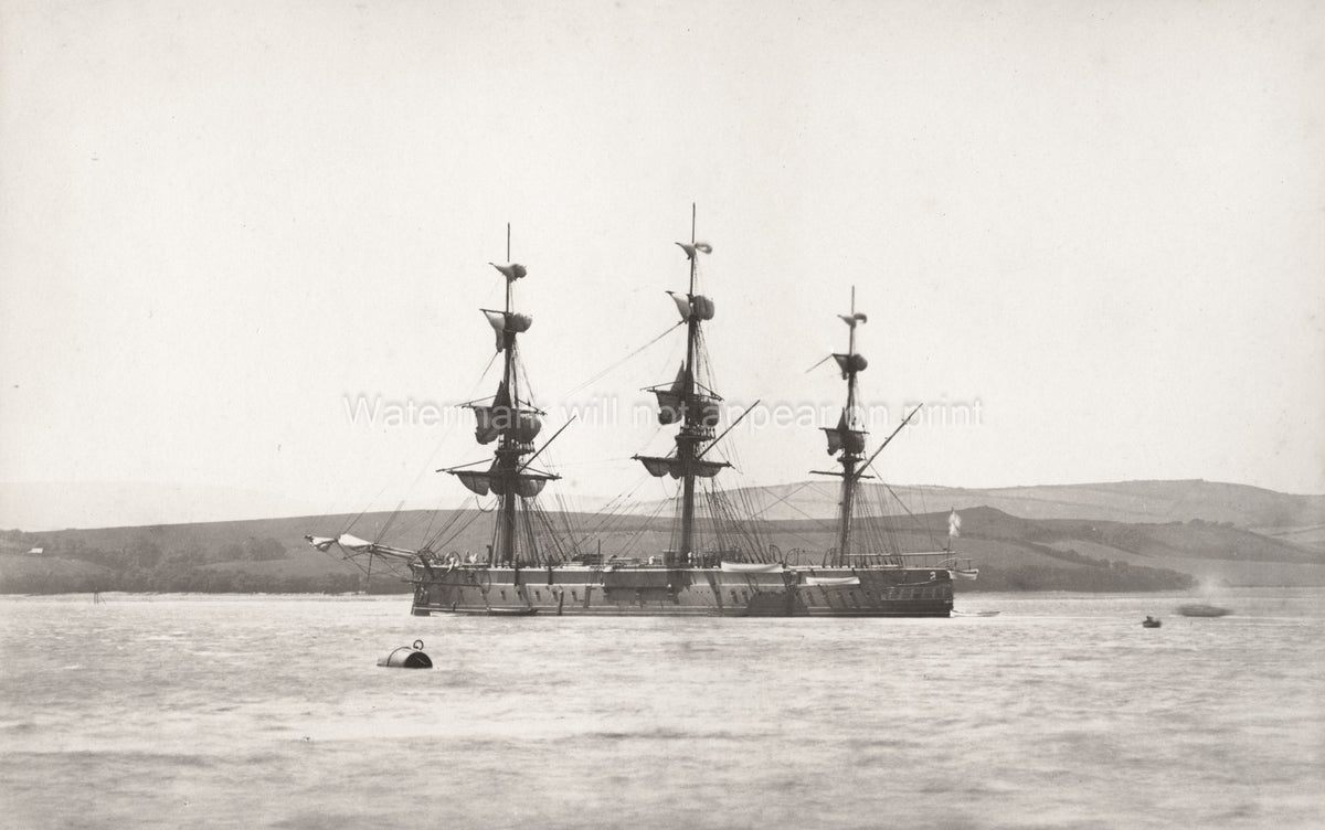 HMS Swiftsure Ironclad Battleship Royal Navy Warship Vtg. Photo 19thC.