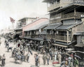 Osaka Japan Street Scene Pedestrians Rickshaws Crowds Vtg. Photo 19thC.