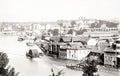 Geneva Switzerland Panoramic Cityscape River Rhne Water Vtg. Photo 19thC.