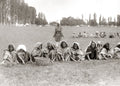 Indian Women Labourers Pulling Weeds Hand Field Work Vtg. Photo 19thC.