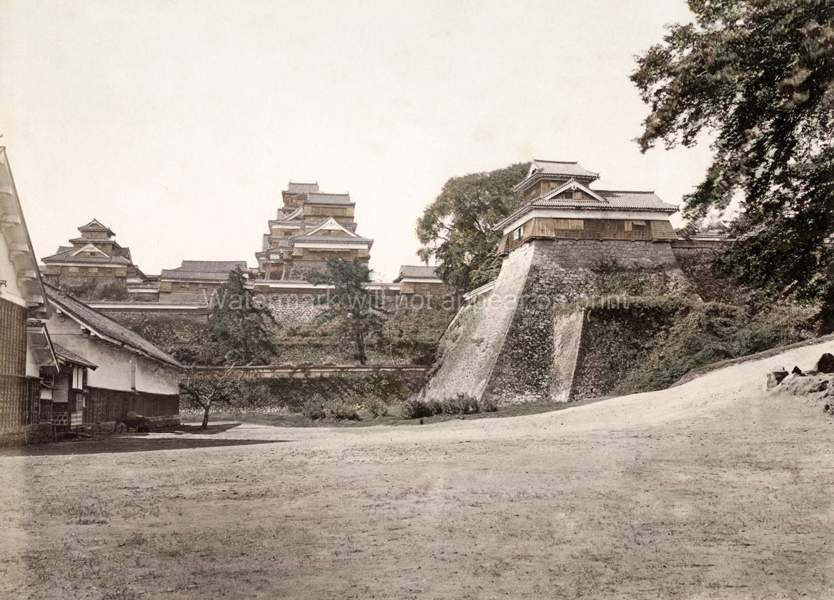 Kumamoto Castle Japan Fortress Architecture Stone Walls Vtg. Photo 19thC.