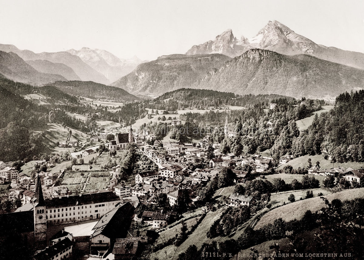 Berchtesgaden Germany Alpine Town Watzmann Mountain Valley Vtg. Photo 19thC.