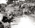 WW1 Troops Cleaning Harness Pond Soldiers Military Uniforms Vtg. Photo