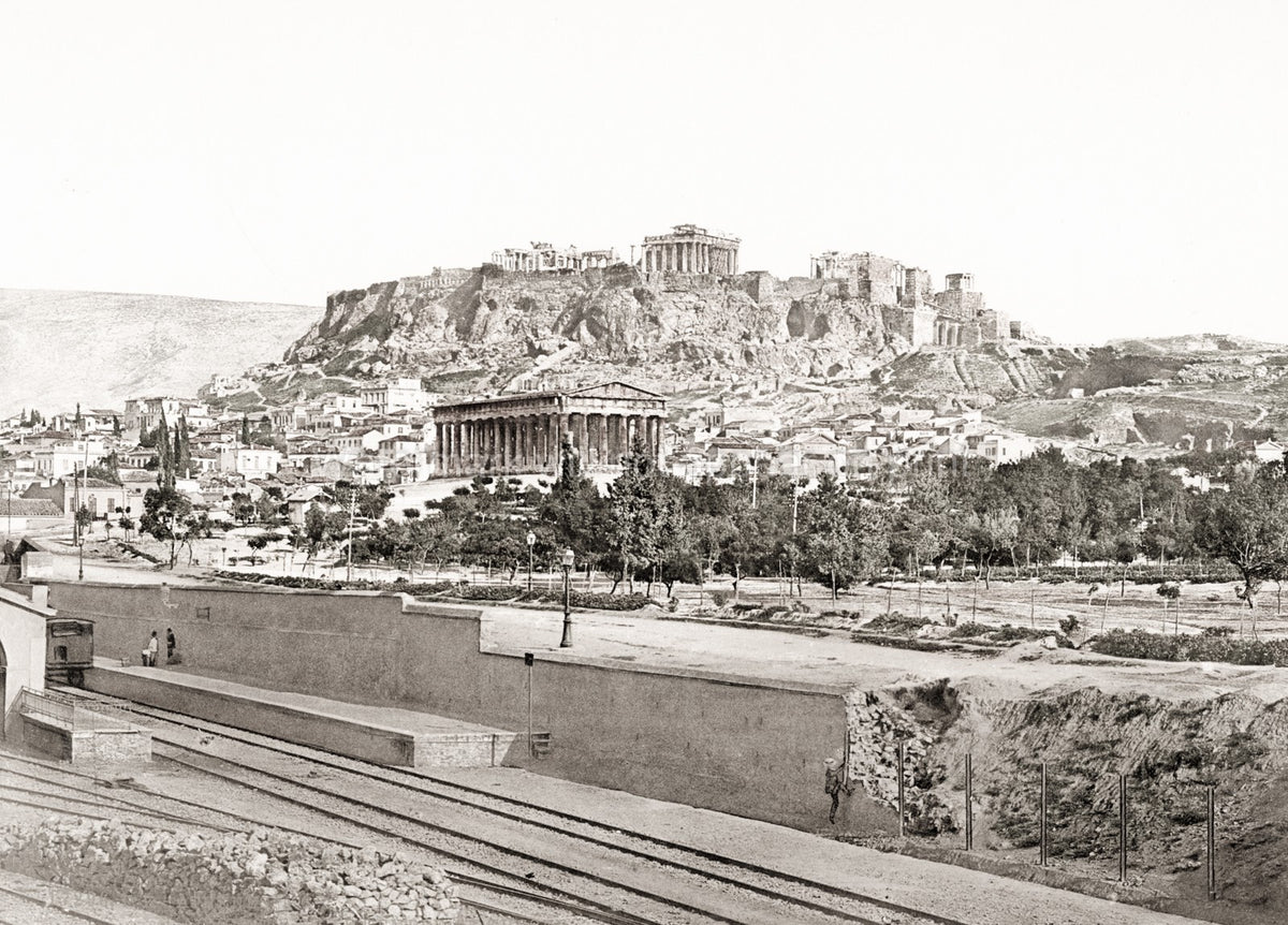 Athens Greece Acropolis Parthenon Temple Hephaestus Railway Vtg. Photo 19thC.