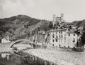 Dolceacqua Castello Doria Italian Riviera Bridge Townscape Vtg. Photo 19thC.