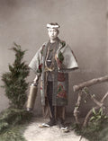 Japanese Fireman Man Traditional Clothing Lantern Portrait Vtg. Photo 19thC.