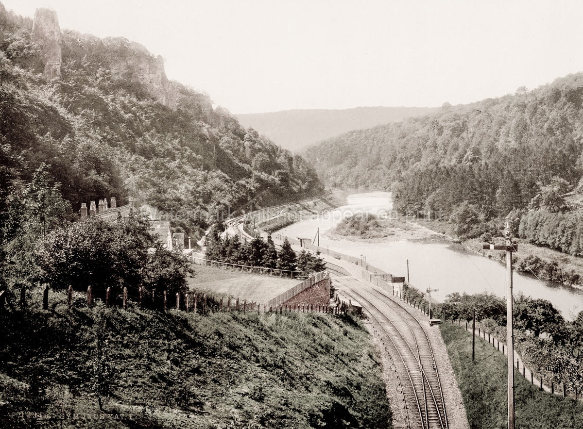 Symond's Yat River Wye Valley Herefordshire Railway Cliffs Vtg. Photo 19thC.
