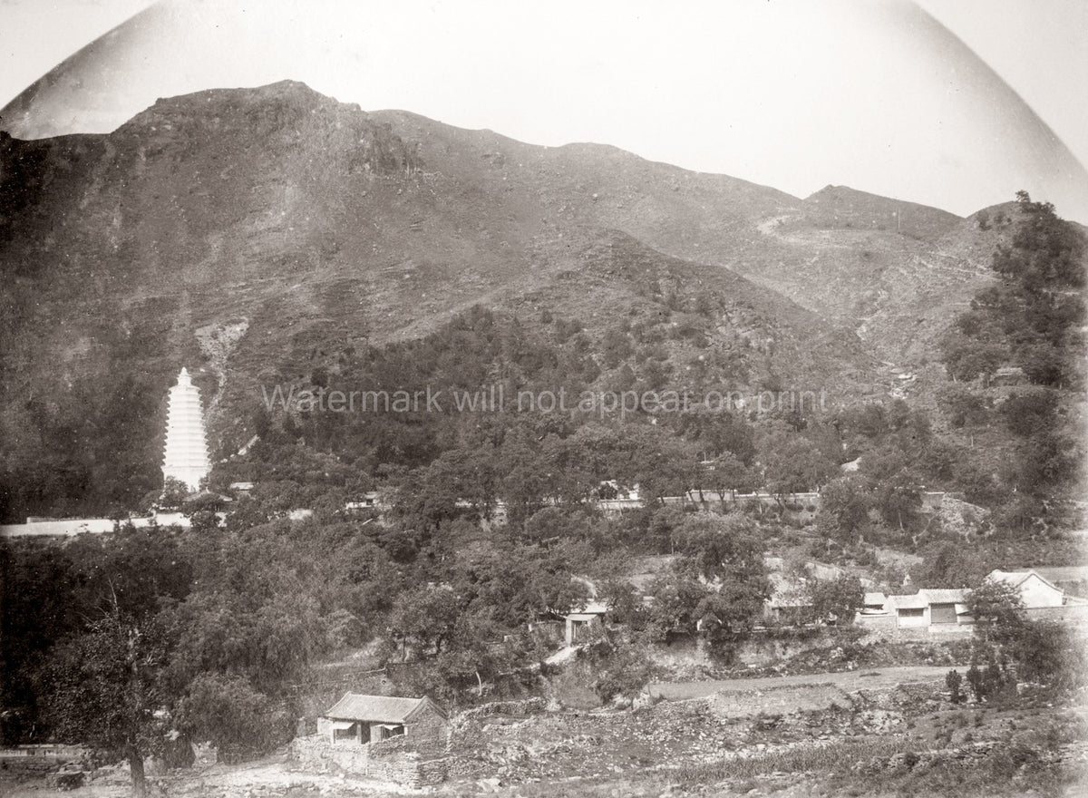 Beijing China Patachou Temples Pagoda Mountain Landscape Vtg. Photo 19thC.