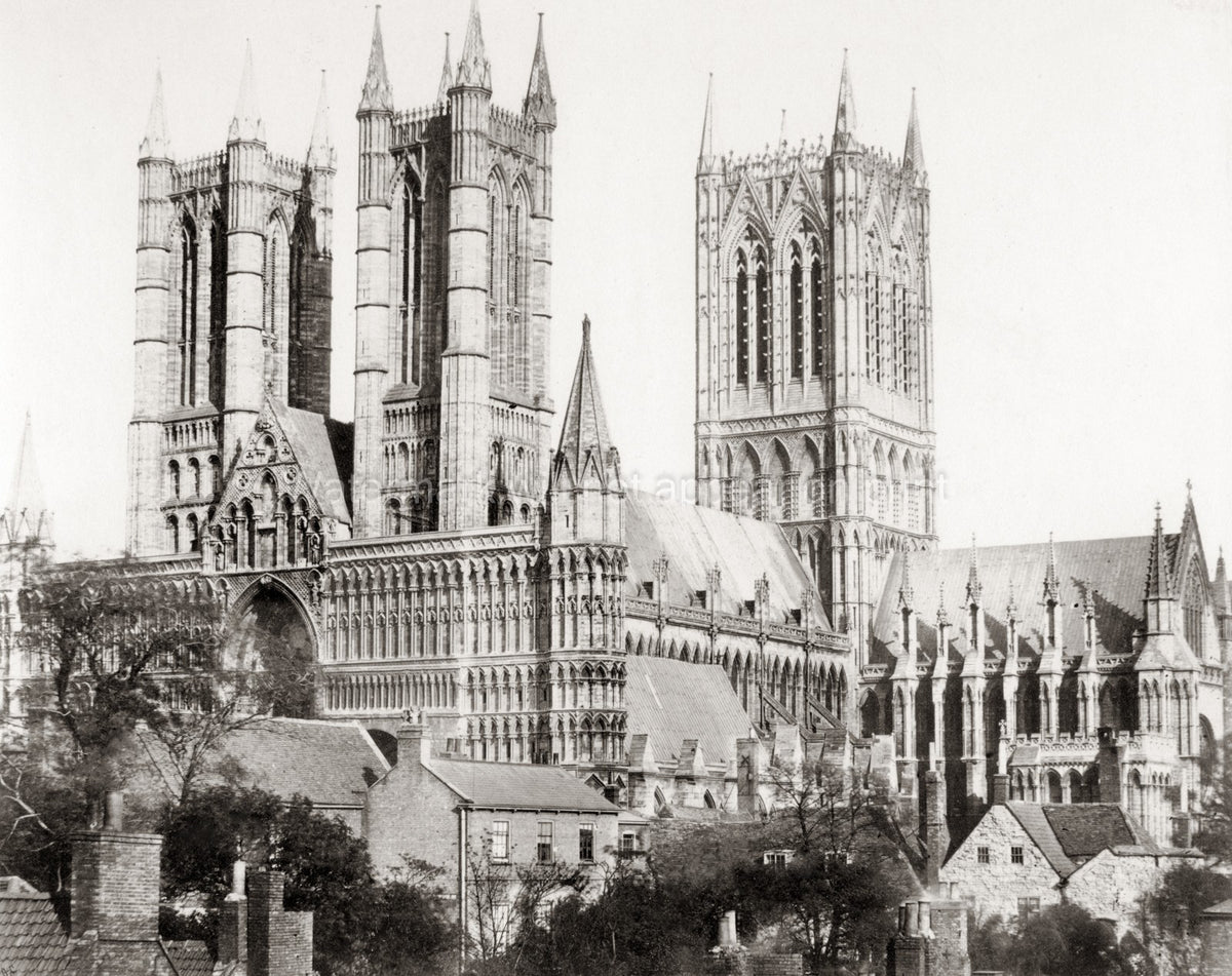 Lincoln Cathedral Lincolnshire Gothic Architecture Towers Vtg. Photo 19thC.