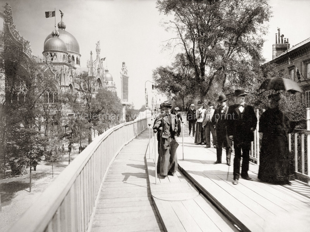 Paris World Fair Moving Pavement People Exposition France Vtg. Photo 19thC.