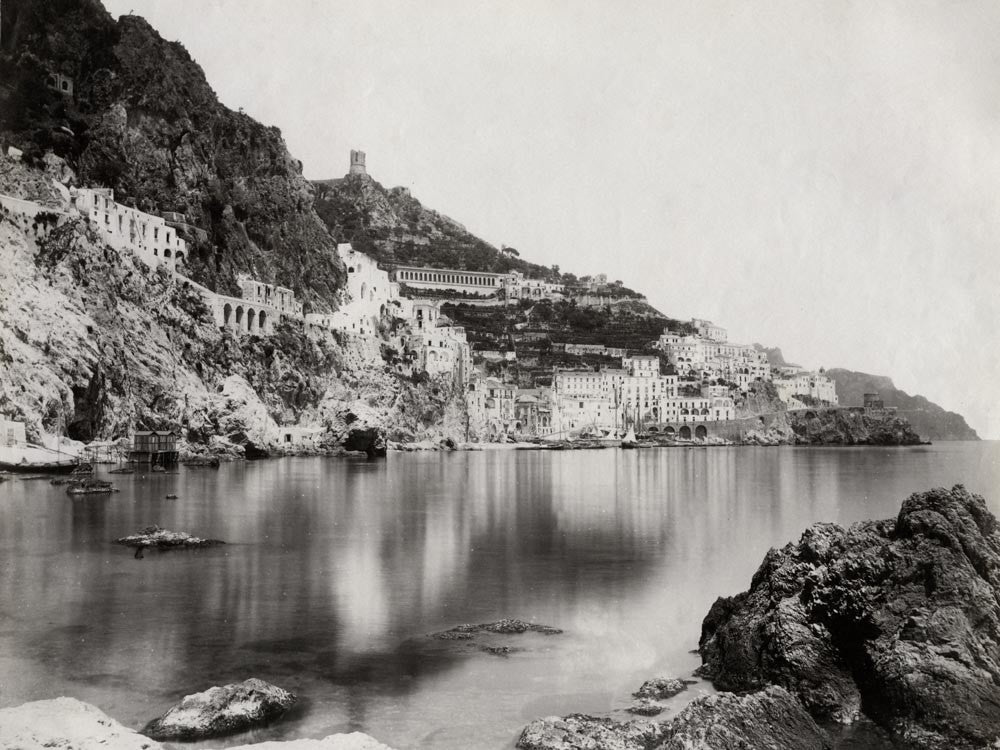 Amalfi Italy Coast Mediterranean Seascape Cliffside Vtg. Photo Late 19thC.