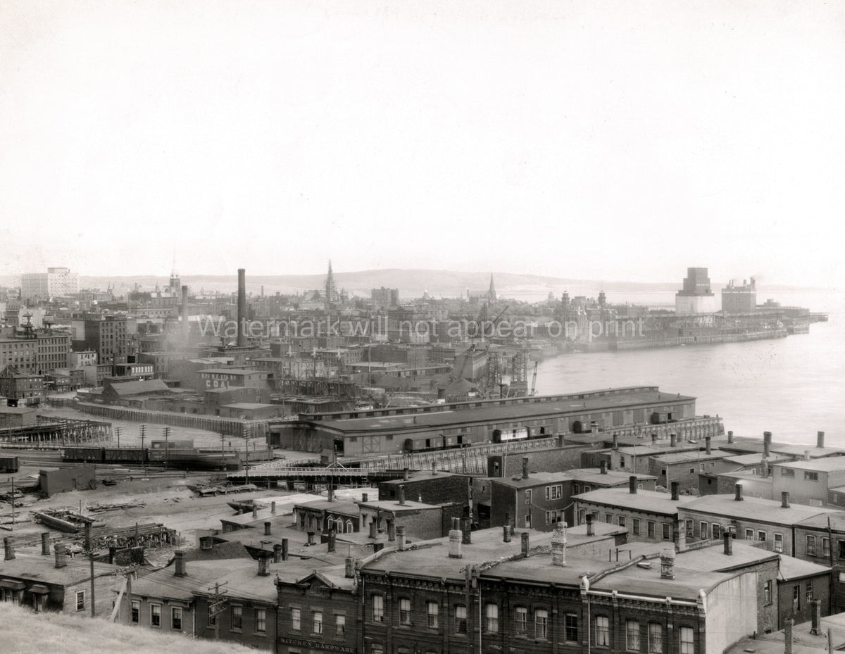 Saint Jean New Brunswick Canada Cityscape Harbor Waterfront Vtg. Photo 20thC.