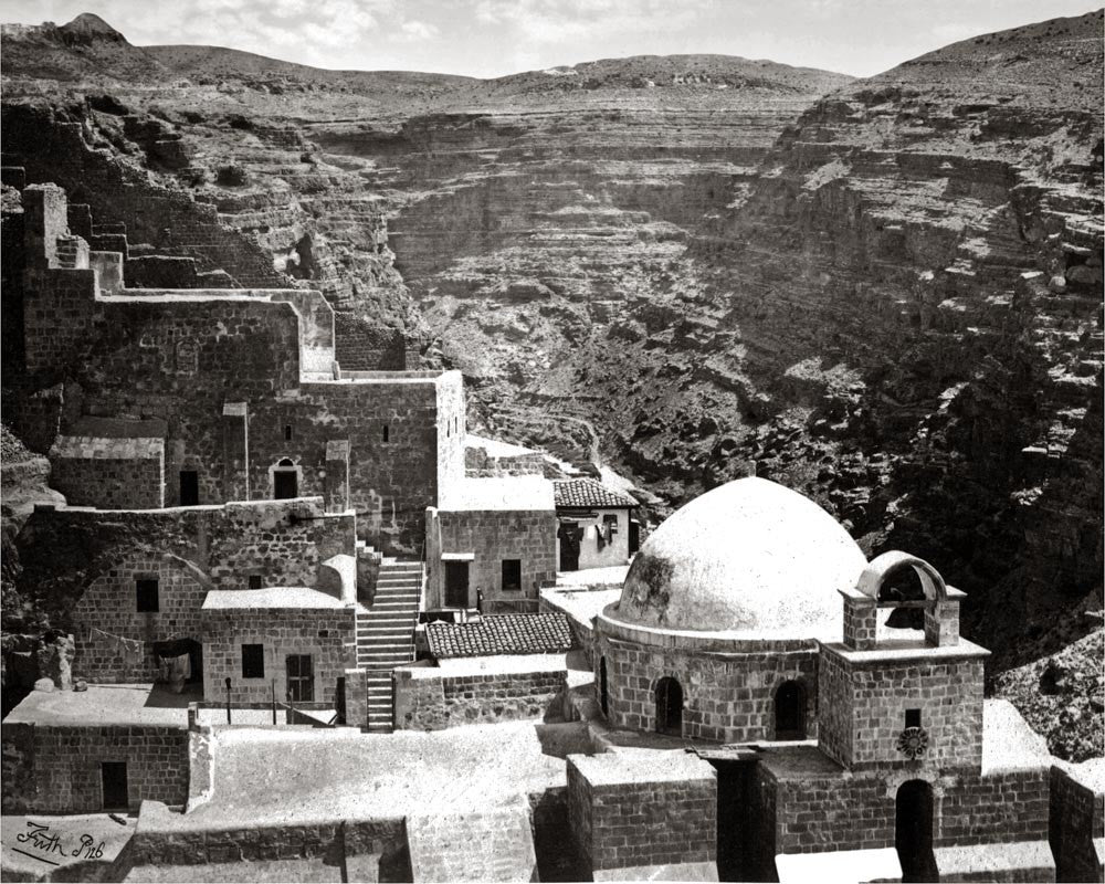 Convent Mar-Saba Palestine Monastery Cliff Dome Architect Vtg. Photo Late 19thC.