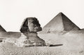 Giza Egypt Great PyraSphinx Ancient Landmark Desert Vtg. Photo 19thC.