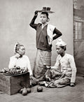 Dutch East Indies Java Bazaar Girls Market Scene Portrait Vtg. Photo 19thC.