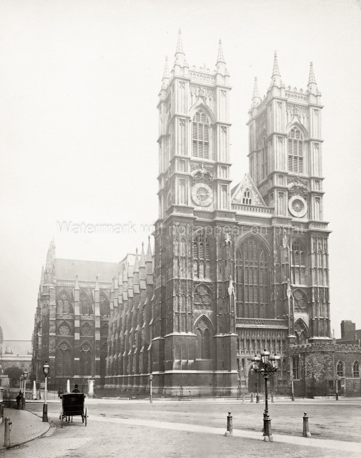 London England Westminster Abbey Gothic Church Religion Towers Vtg. Photo 19thC.