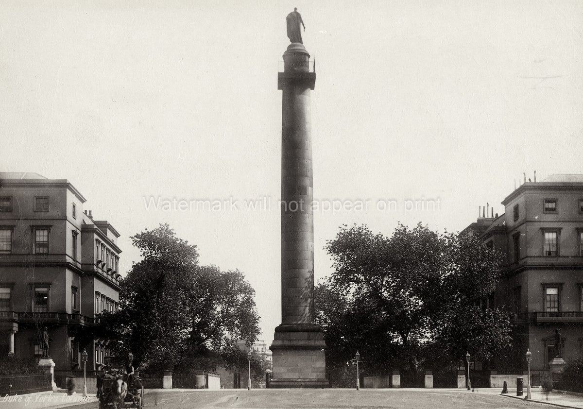 Duke York Column London Monument Architecture Horse Carriage Vtg. Photo 19thC.