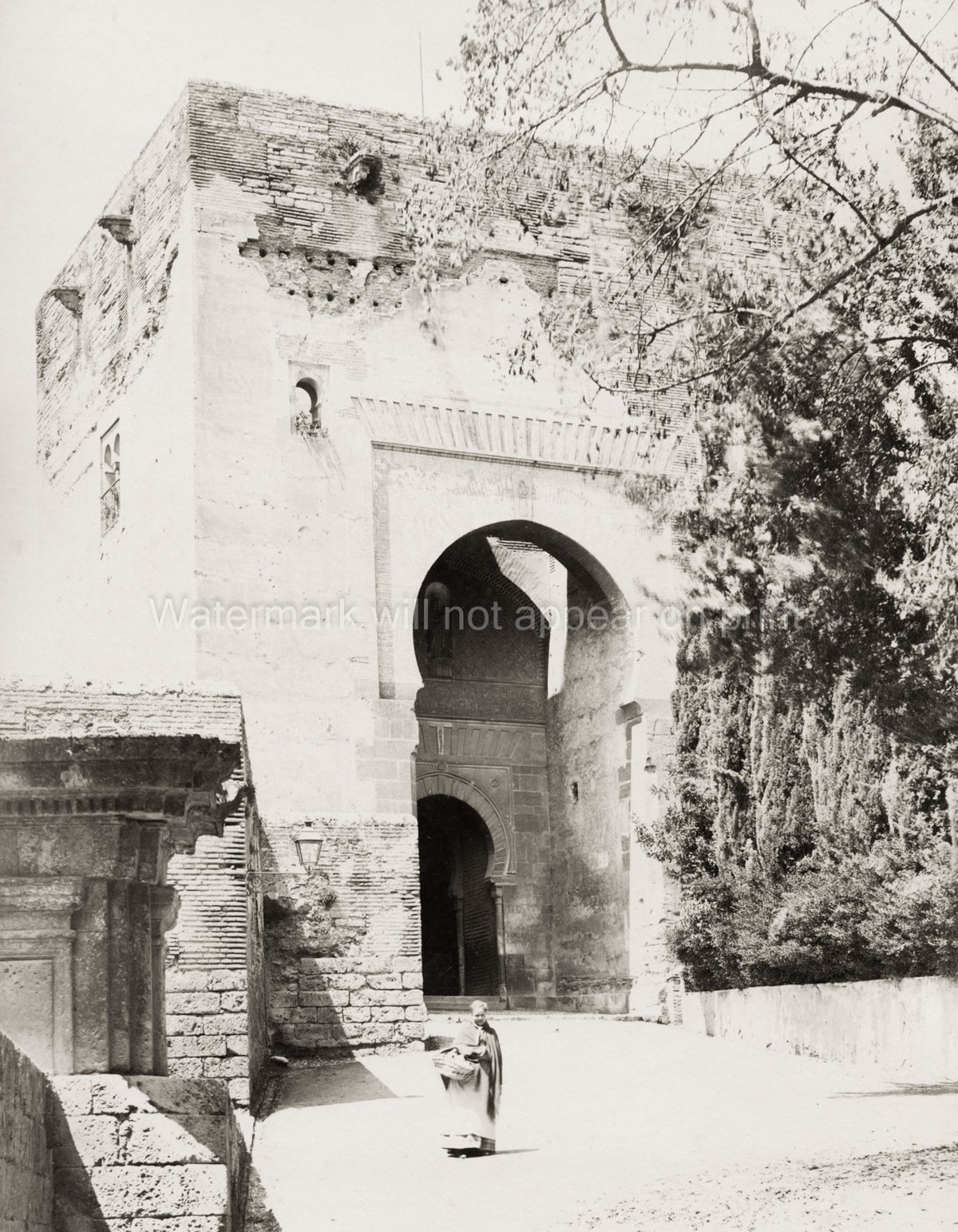 Granada Spain Alhambra Palace Gate Justice Moorish Archway Vtg. Photo 19thC.