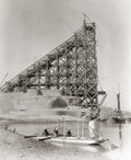 India Railway Bridge Construction Scaffolding Workers River Vtg. Photo 19thC.