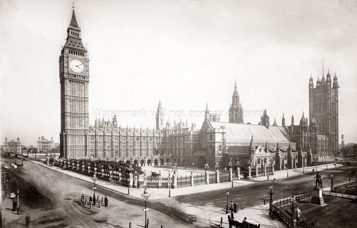 London Big Ben Parliament Westminster Cityscape Architecture Vtg. Photo 19thC.