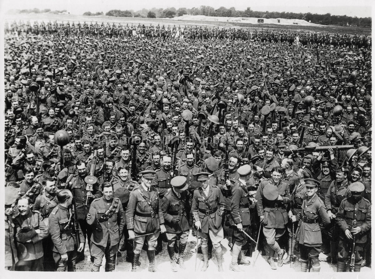 WW1 Troops Training Camp Soldiers Army Military Crowd Vtg. Photo
